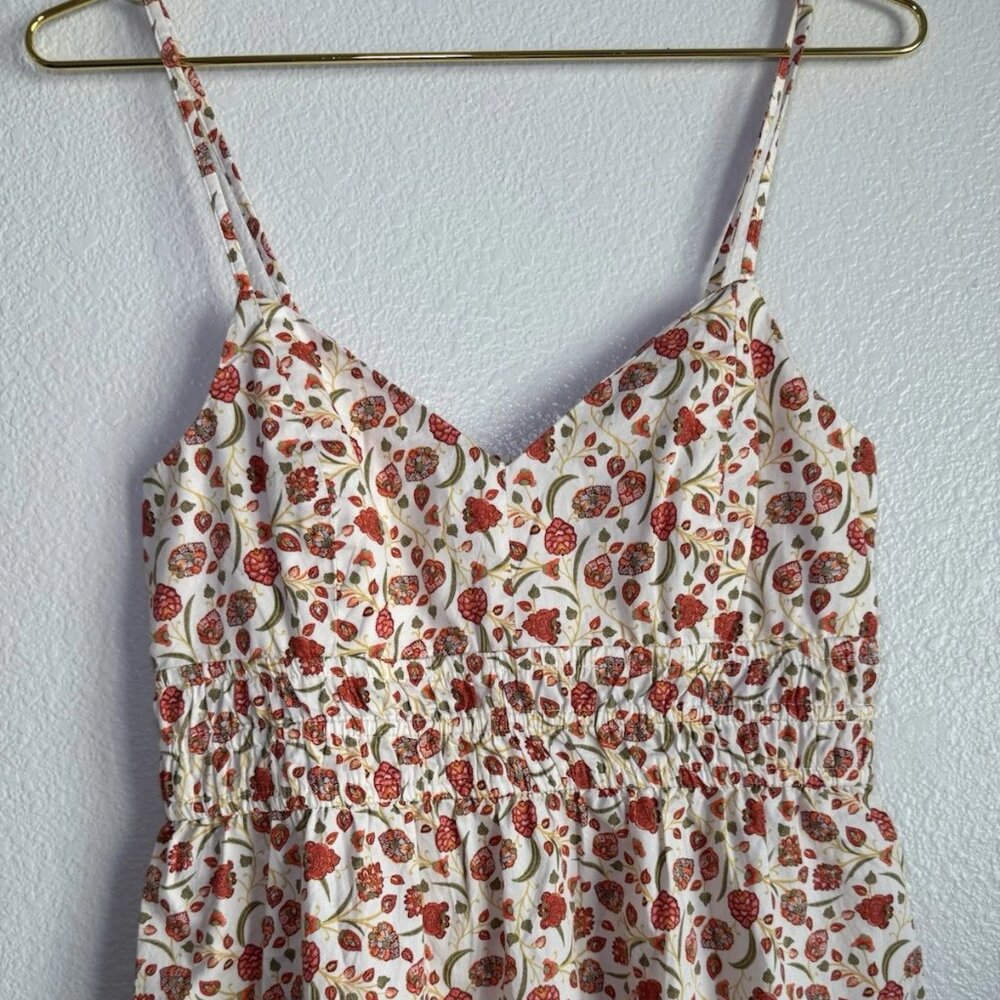 Old Navy Waist-Defined Cotton Cami Midi Floral Dress Boho Cottagecore Sz XS